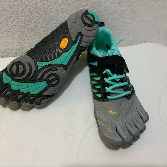 Vibram Five Fingers V-Train Cross Trainer Grey/Black/Aqua 18W6601 Wmn Size 7.5-8 - Picture 4 of 12